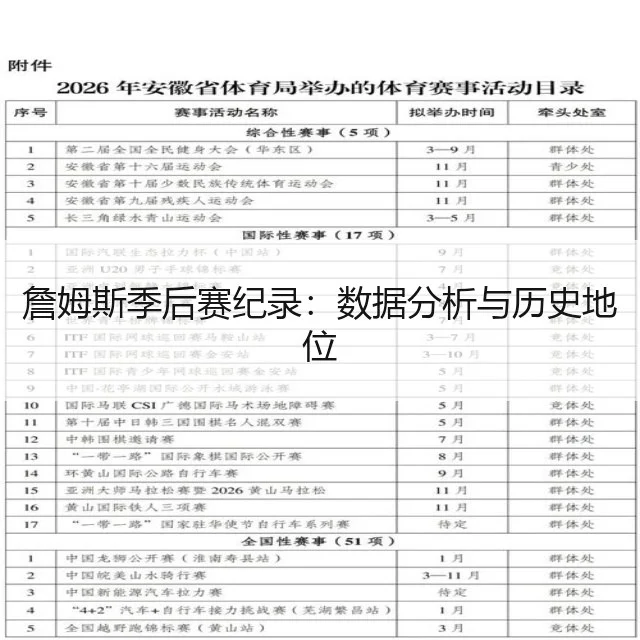 詹姆斯季后赛纪录：数据分析与历史地位